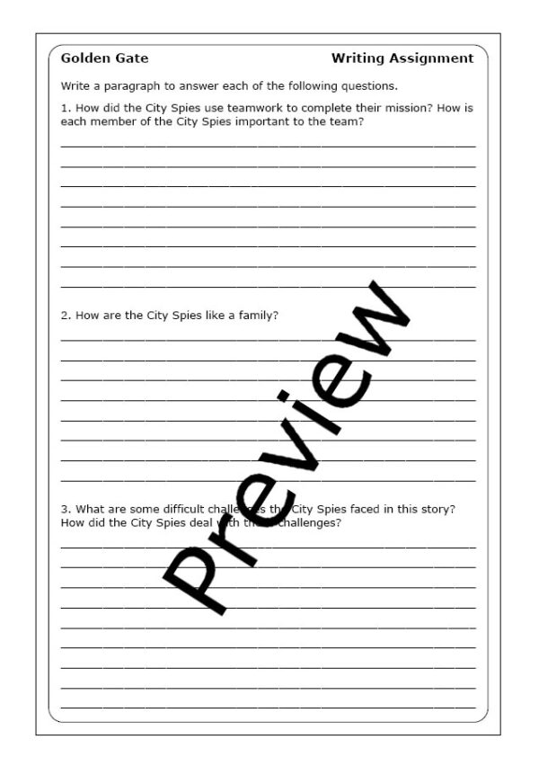 James Ponti "City Spies Golden Gate" worksheets Made By Teachers