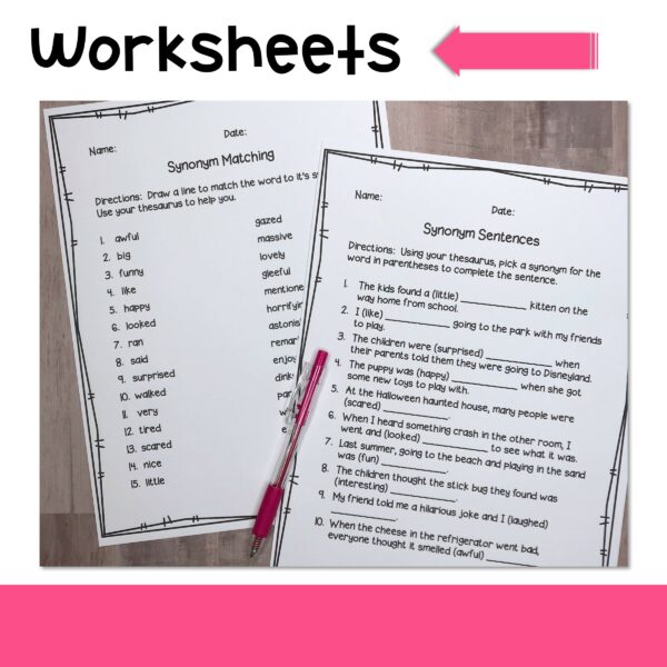 Student Thesaurus and Activities Made By Teachers