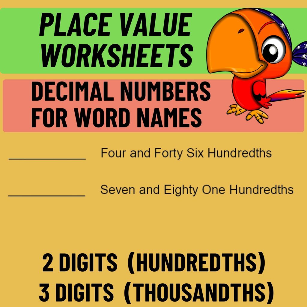 Place Value Worksheets Decimal Numbers For Word Names Worksheets Made