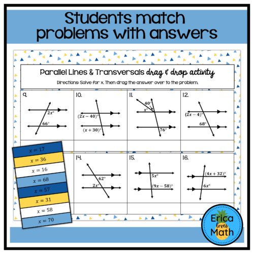 Parallel Lines & Transversals Digital Activity Drag & Drop | Made By ...