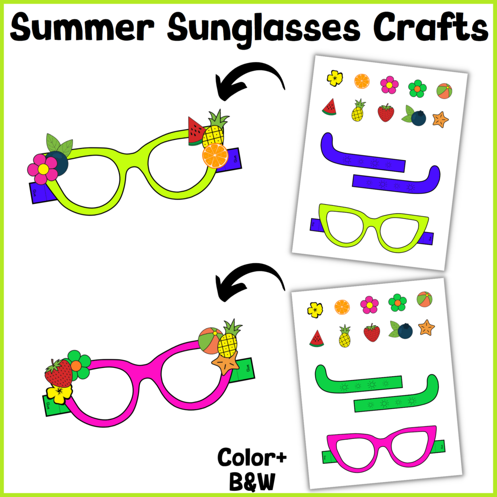 Summer sunglasses craft summer craftivity End of the year