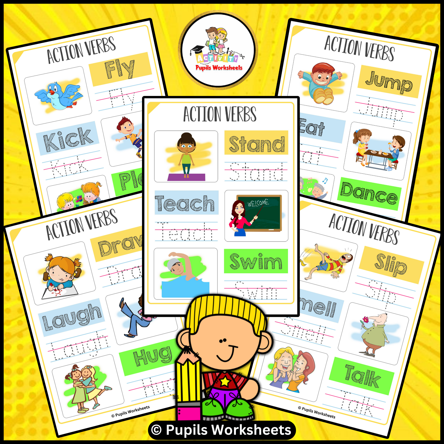 Action Verbs Writing Worksheet Kindergarten Writing (Action Verbs