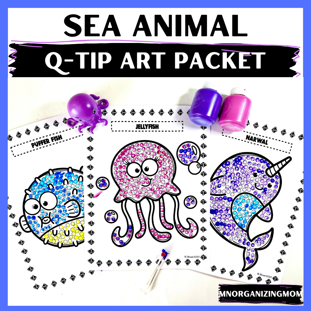 Sea Animal Q-Tip Art Packet