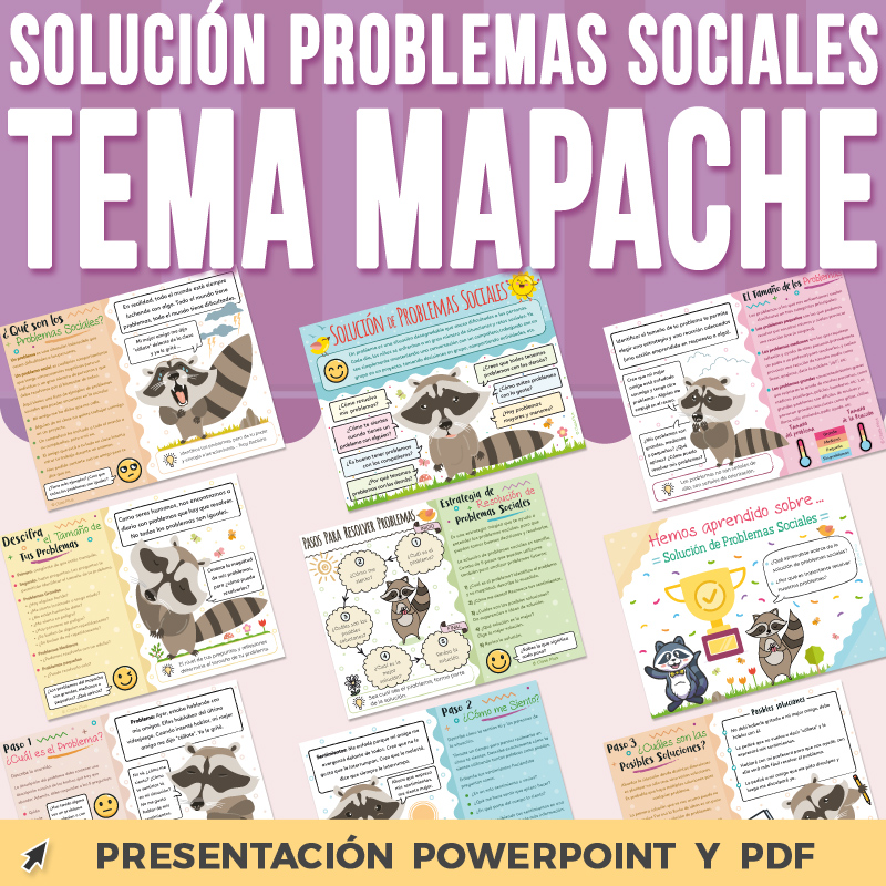 Solución de Problemas Sociales Presentación PowerPoint (Tema del Mapache)