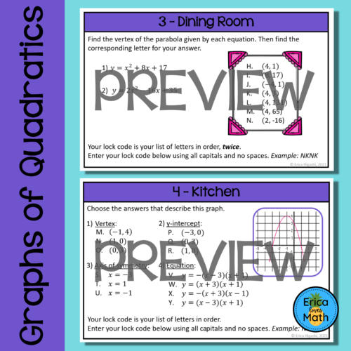 Graphs of Quadratics Escape Room Activity | Made By Teachers