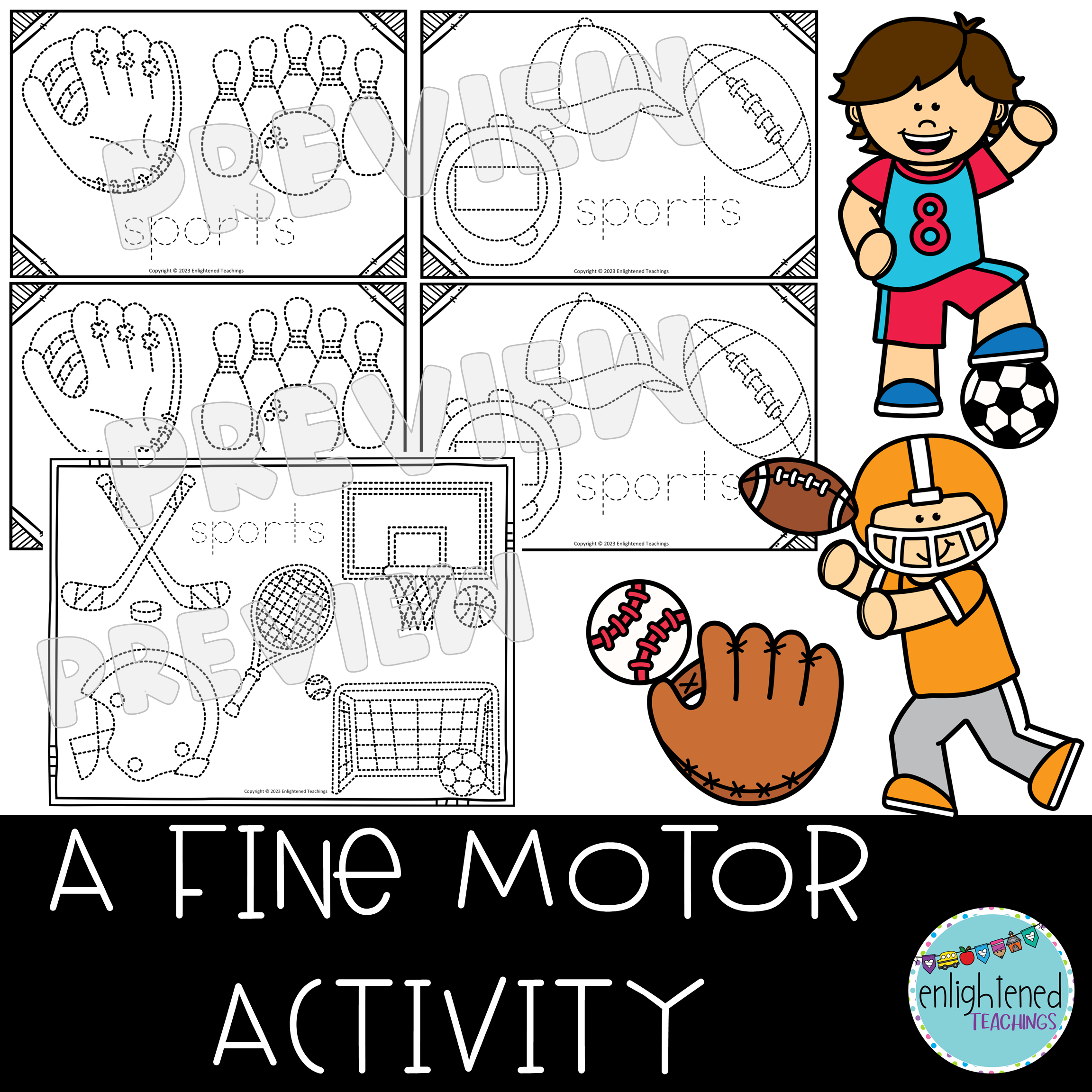 Sports Tracing Worksheets Fine Motor Activity Sports Tracing