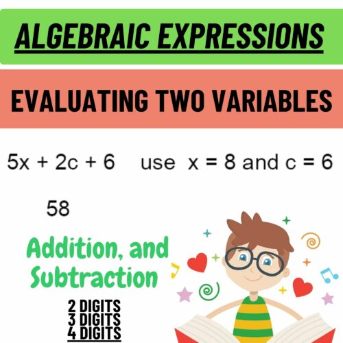 Algebraic Expressions Evaluating Two Variables Worksheets - 2-3-4 Terms ...