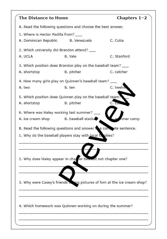Jenn "The Distance to Home" worksheets Made By Teachers