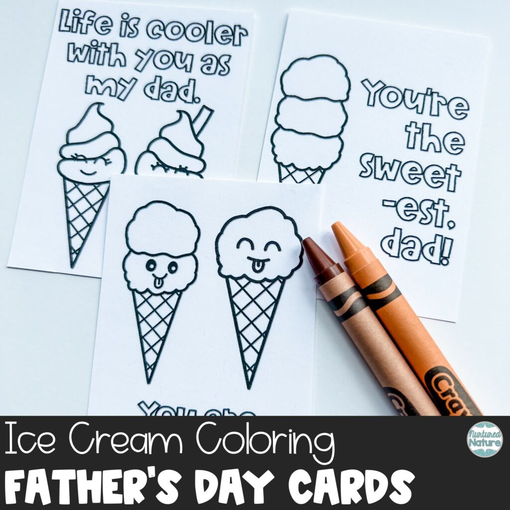 Father’s Day Coloring Sheet Cards Ice Cream Printable Gift Tags for