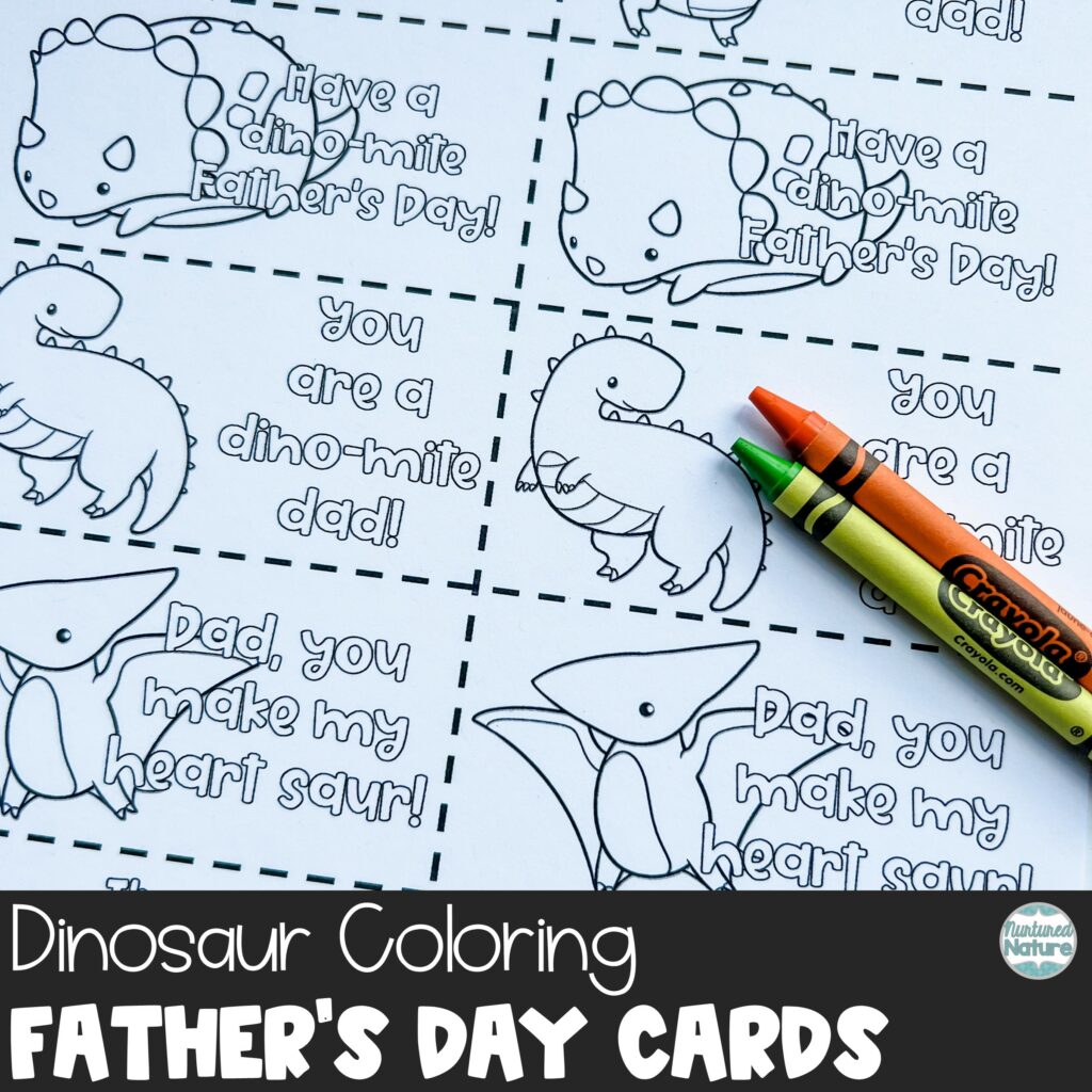 Dinosaur Coloring Father’s Day Cards - Printable Gift Tags for Dads ...