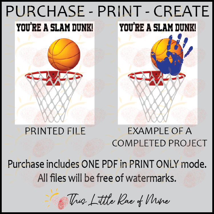 Slam Dunk Basketball Father's Day printable Handprint art