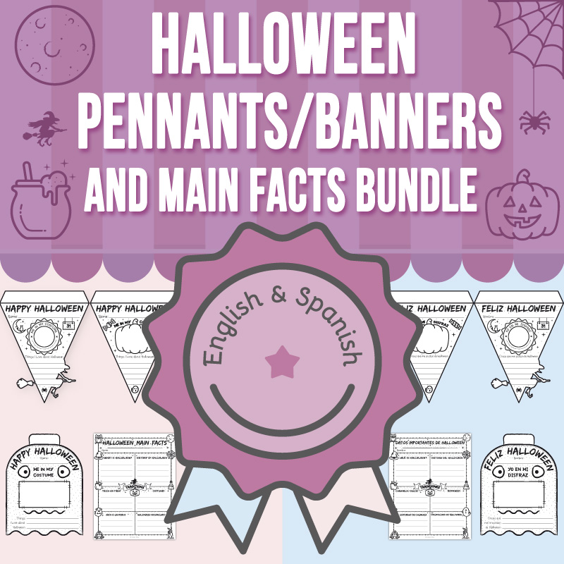 Halloween | Pennants, Banners and Main Facts ENGLISH BUNDLE