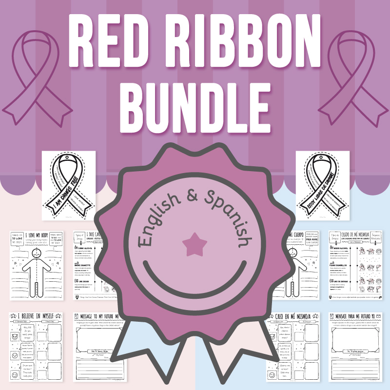 Red Ribbon Week Craft & Writing Activity BUNDLE: Reflect on Drug Awareness
