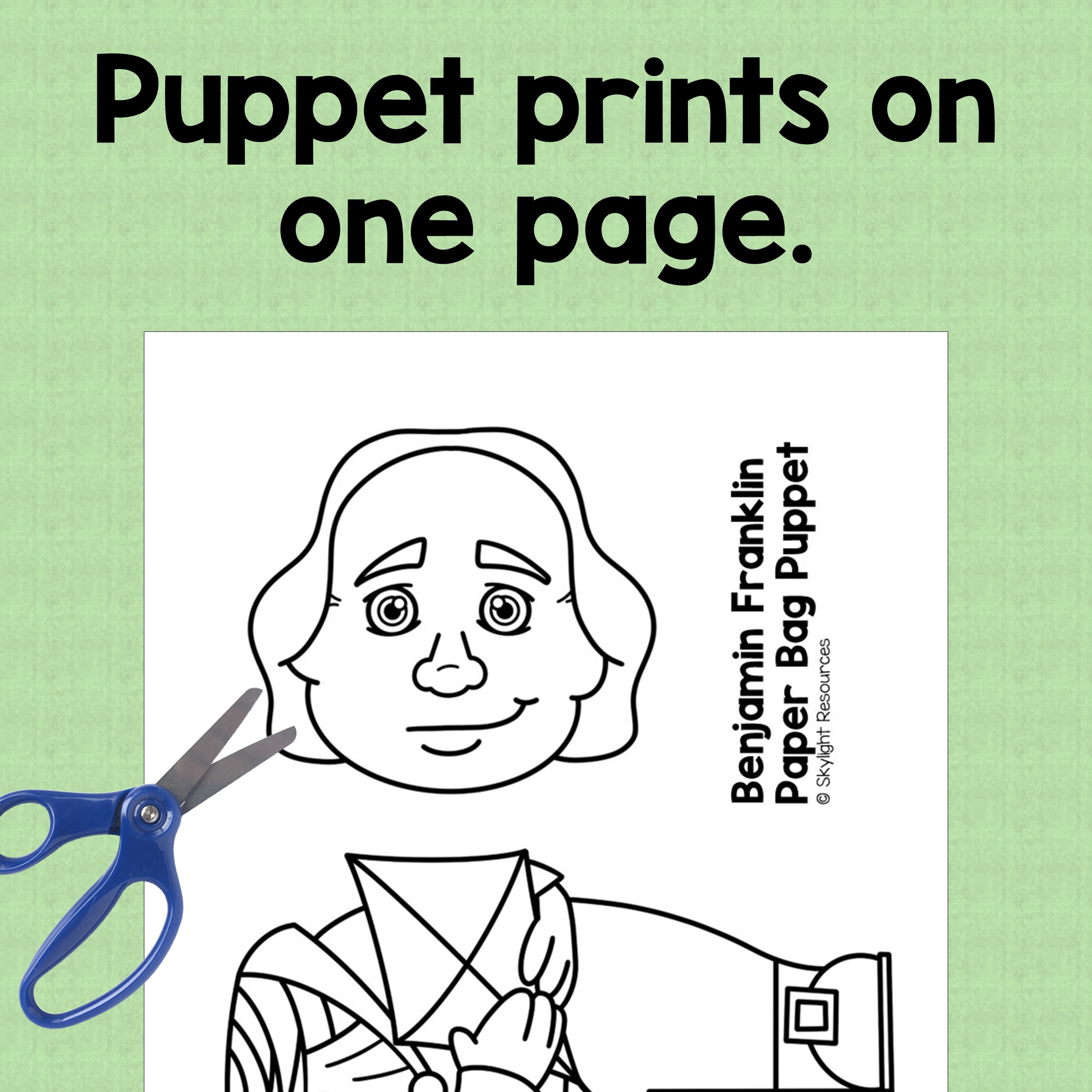 Benjamin Franklin History Craft | Paper Bag Puppet Craft Activity ...
