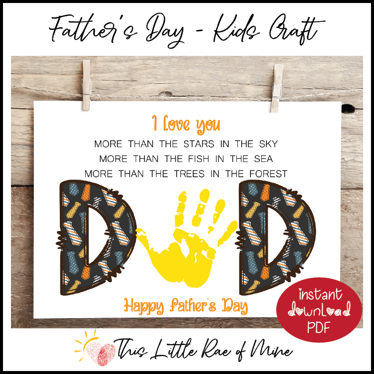 Dad - I love you more than - Handprint Art - Happy Father's Day - printable