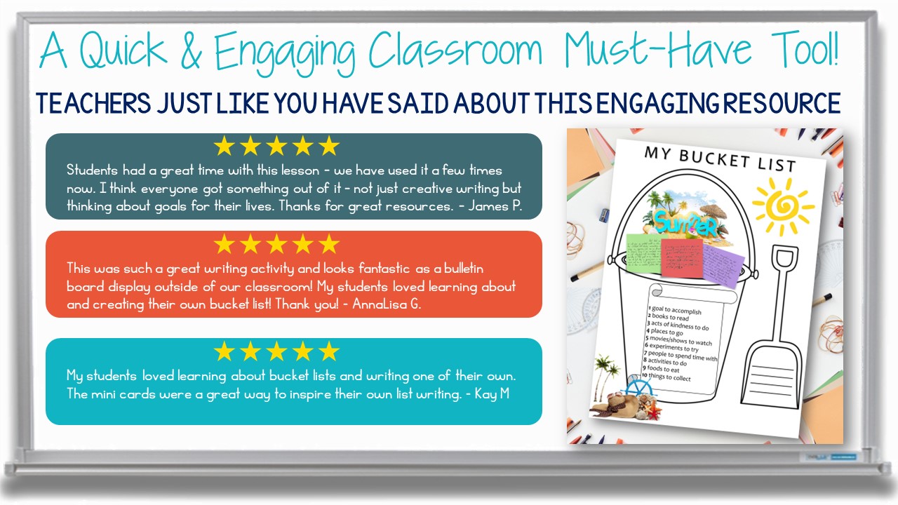 Bucket List Craft and Writing Activity All Year Templates and Task Cards Made By Teachers