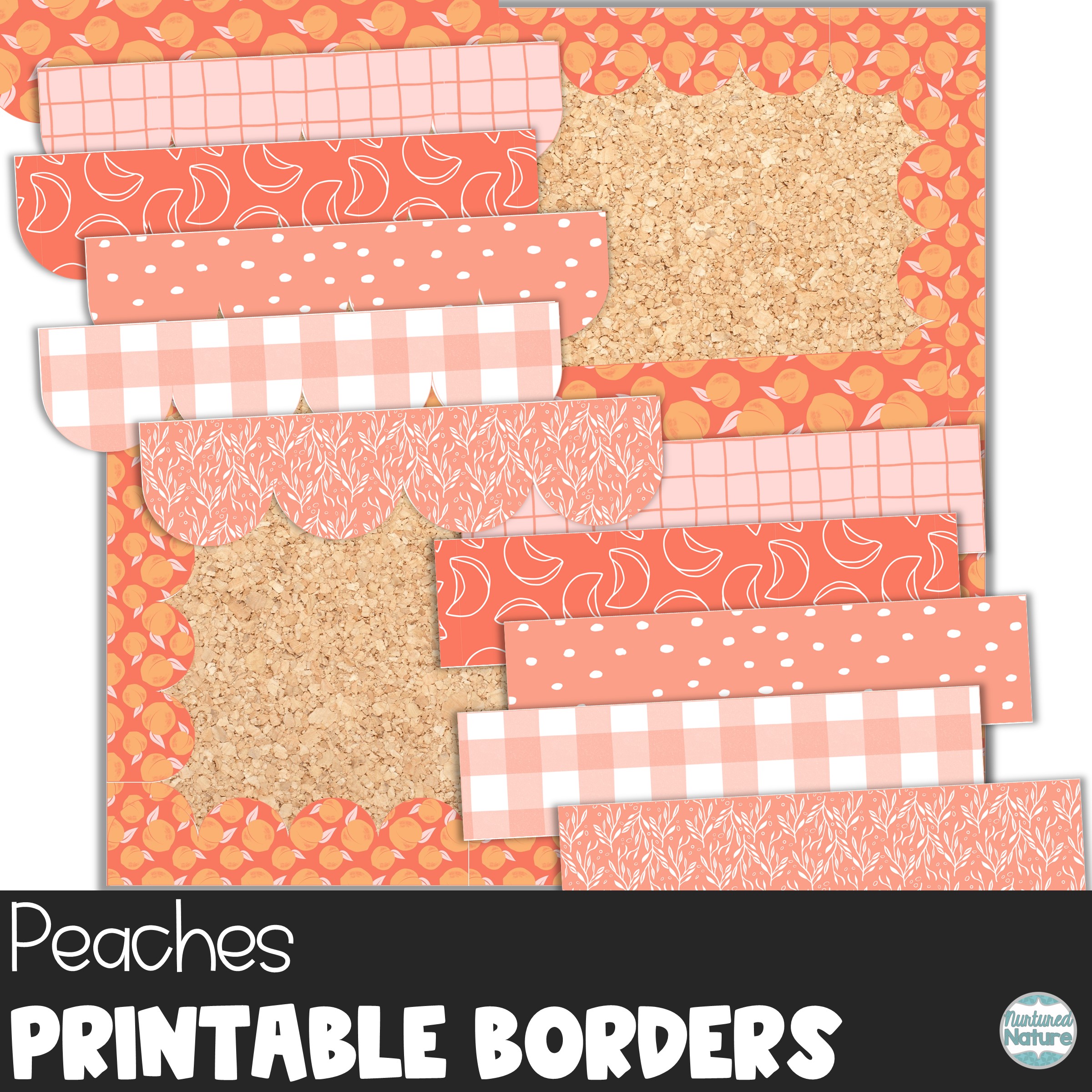 Peaches Bulletin Board Border Printable Farmhouse Classroom Decor