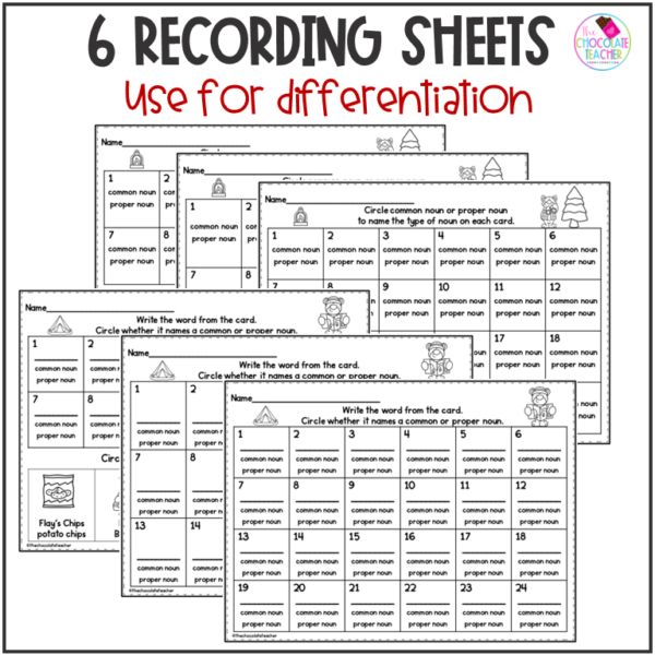 Common and Proper Nouns Write the Room Grammar Review Camping Theme