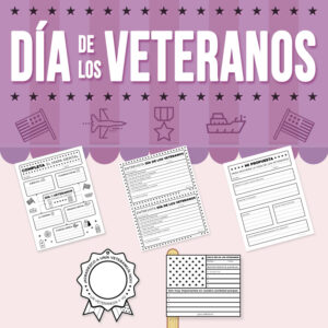 Día de los Veteranos Actividad de Escritura, Mind Map, y Manualidad
