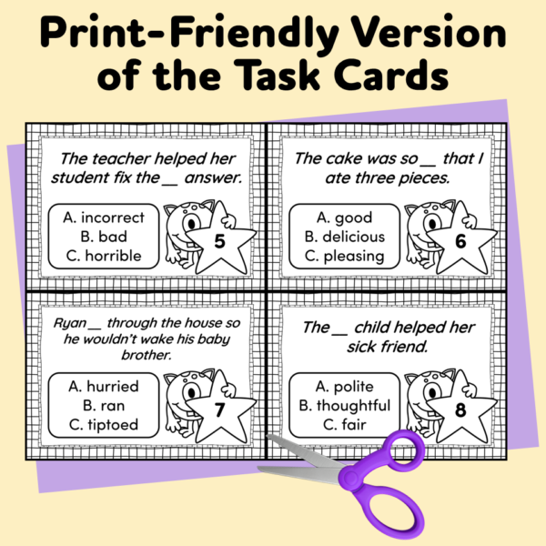 Shades of Meaning Task Cards for Print and Digital Vocabulary ...