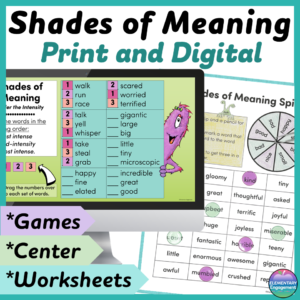 Shades of Meaning Worksheets and Games - Print and Digital Vocabulary ...