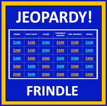 Frindle Jeopardy - an interactive ELA game