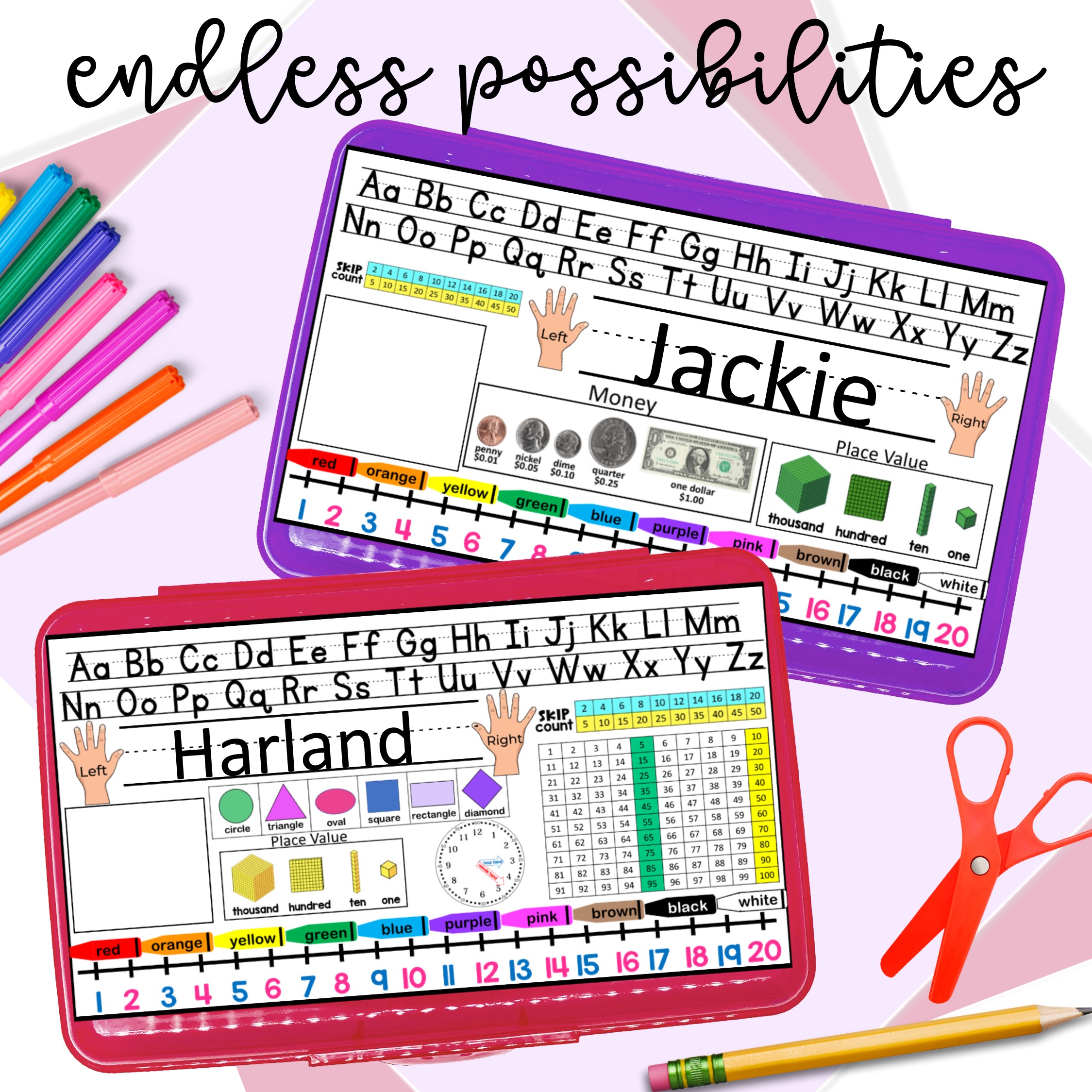 Pencil Box Name Tags Fully Customizable Editable Design Your Own Made