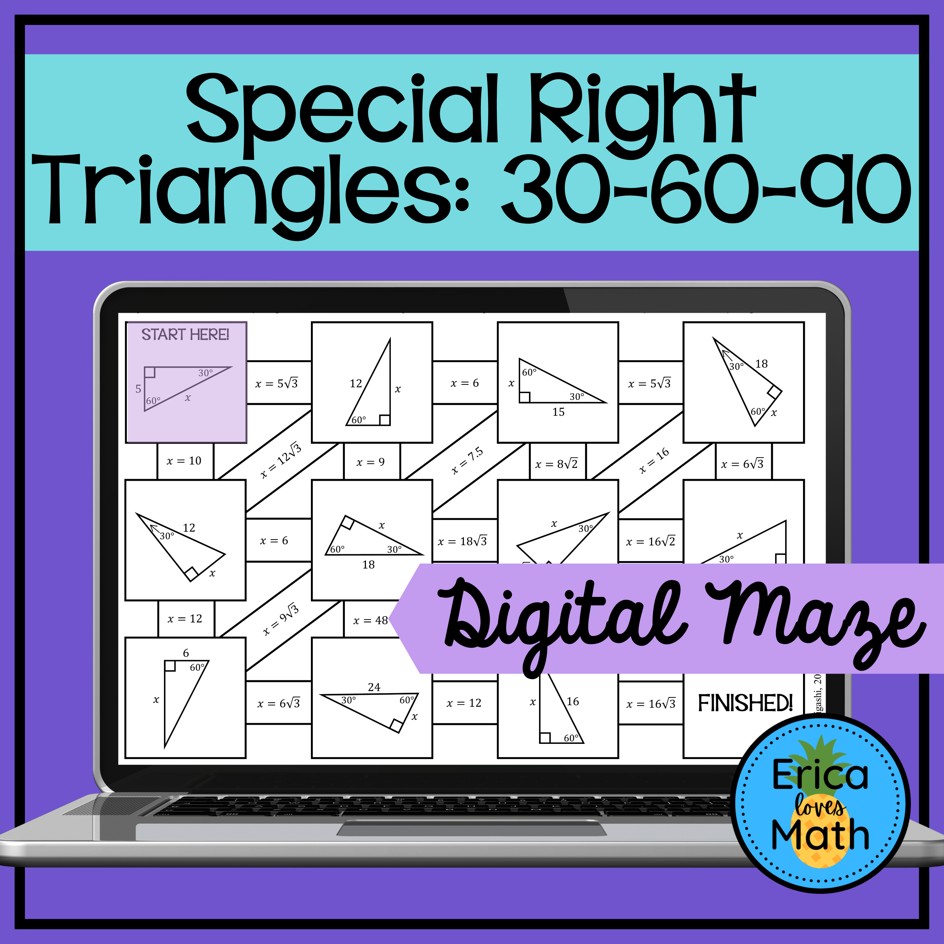 306090 Special Right Triangles Digital Activity Maze Made By Teachers