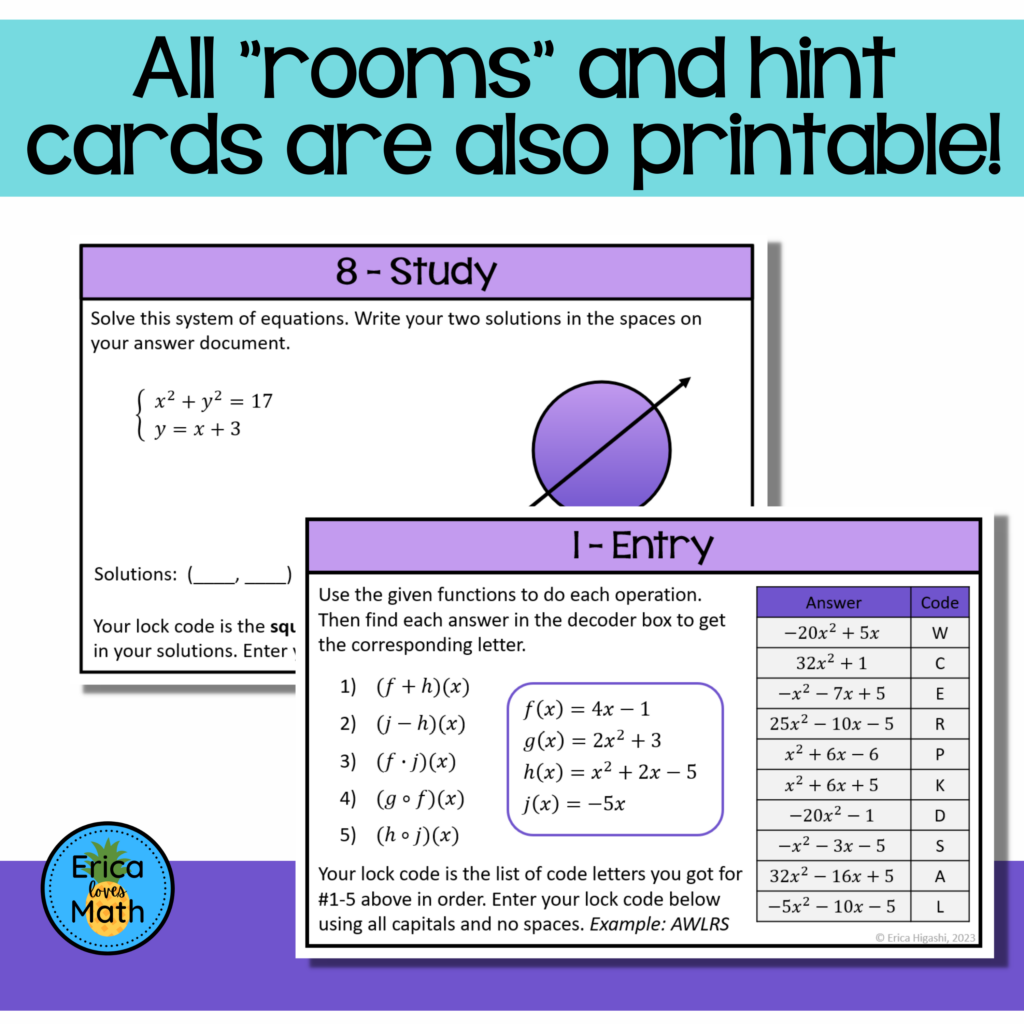 Algebra 2 Review Escape Room Activity for End of Course | Made By Teachers