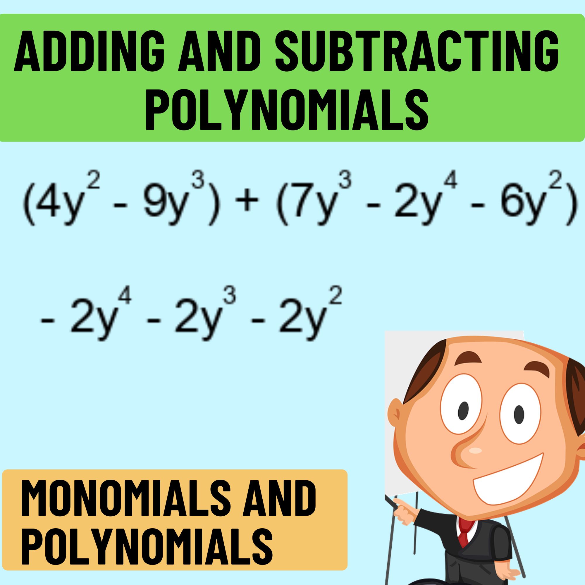 Pre Algebra Monomials And Polynomials Worksheets Adding And