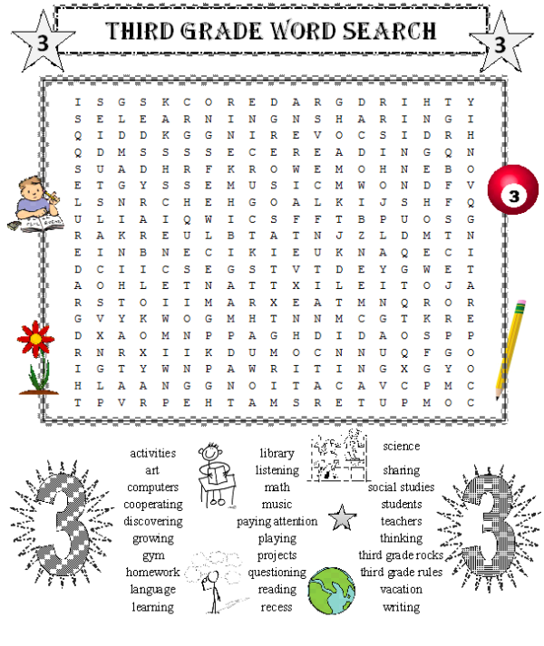 Free Third Grade Word Search Printables - Third Grade Word Search 600x713