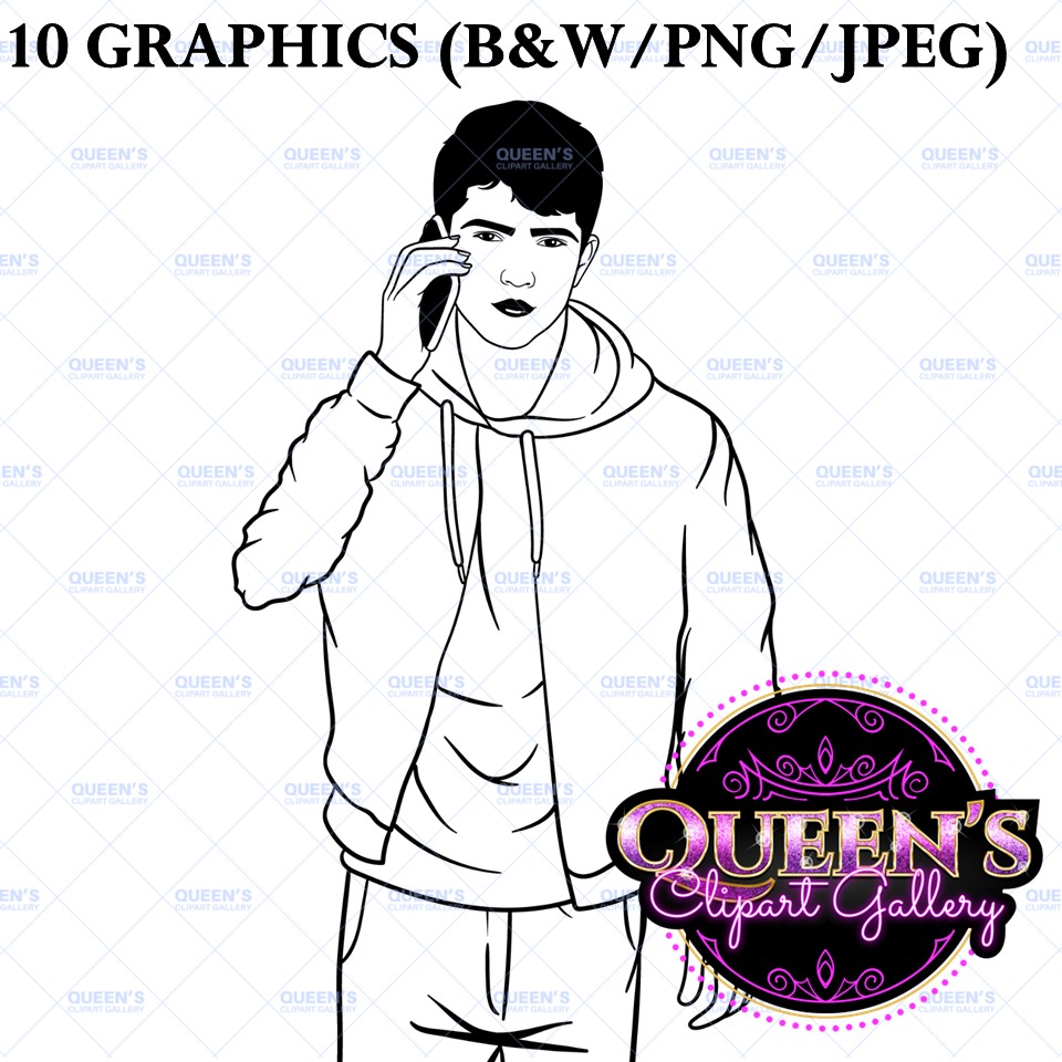 Teens on Phones Clipart | Teenagers on Phones Clipart | Cell Phones