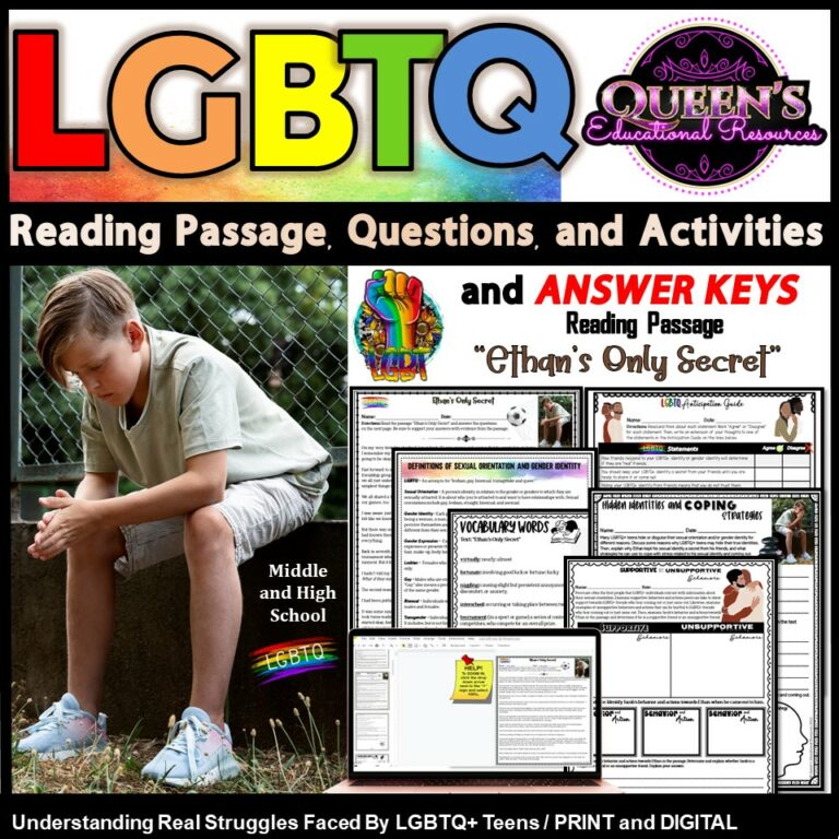 LGBTQ Reading Passage LGBTQ Activities LGBTQ Worksheets Pride