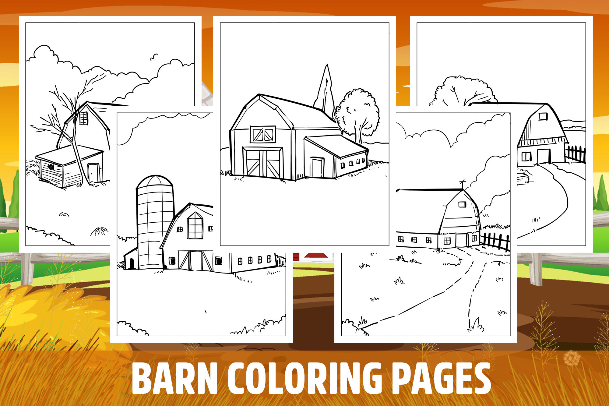 Barn Coloring Pages for Kids, Girls, Boys, Teens Birthday School ...