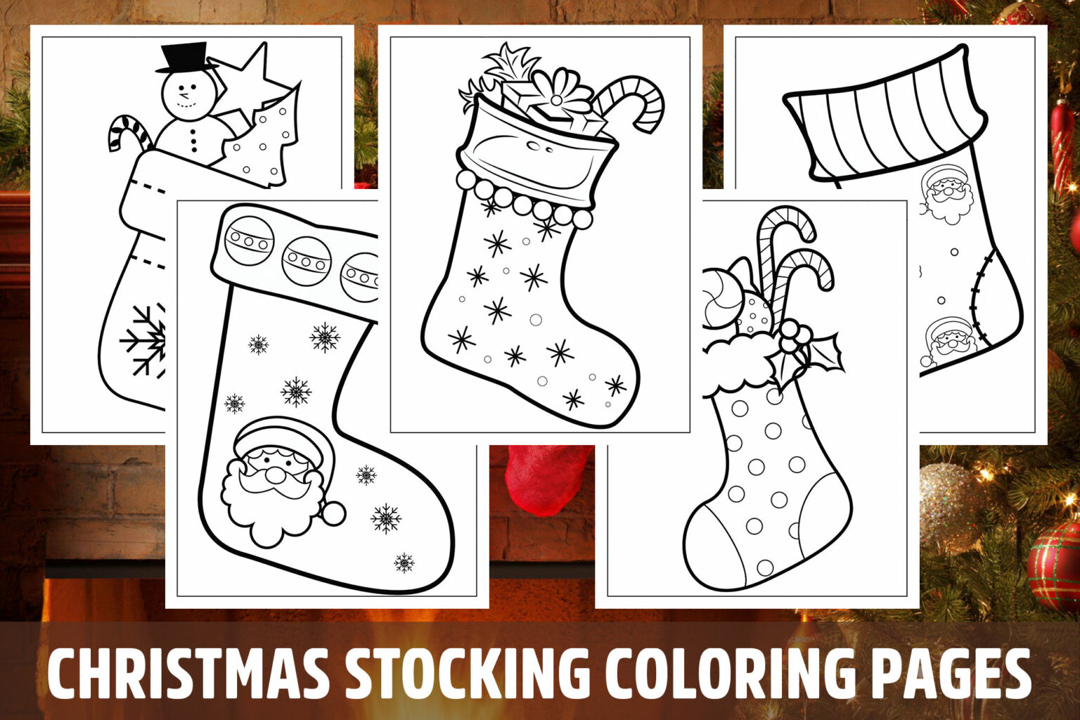 Christmas Stocking Coloring Pages for Kids, Girls, Boys, Teens Birthday ...