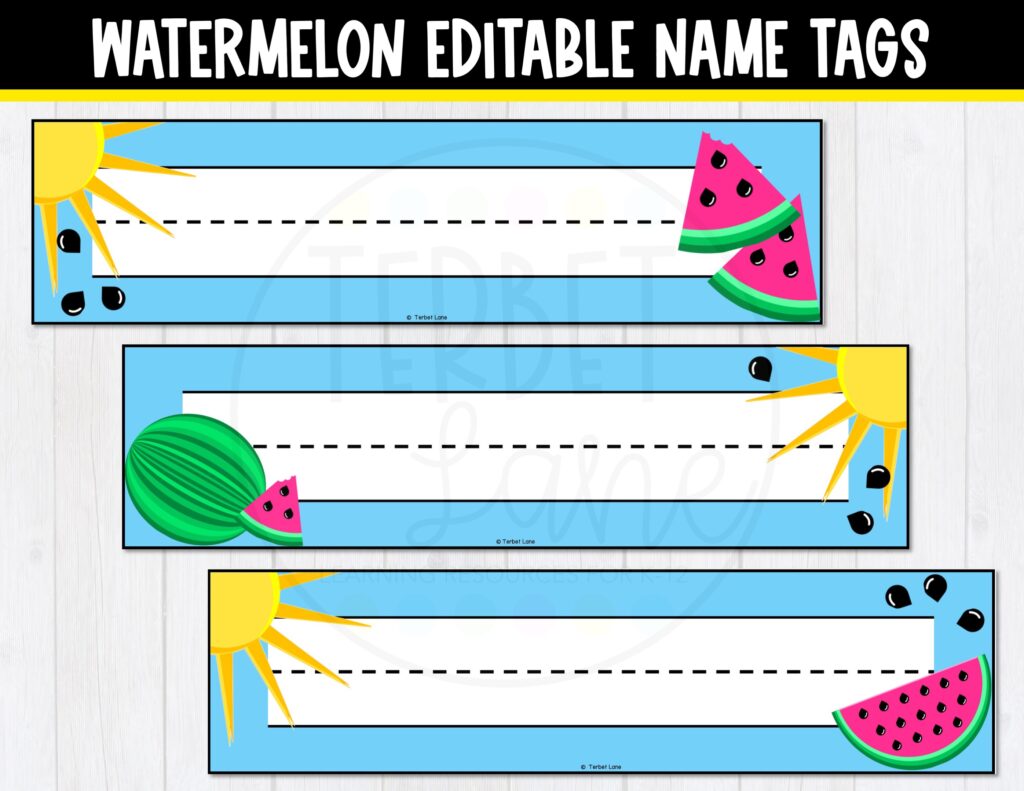 Editable Watermelon Themed Student Desk Name Tags | Made By Teachers