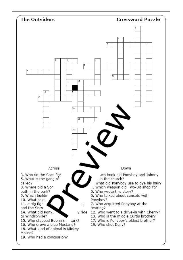 S. E. Hinton "The Outsiders" worksheets Made By Teachers