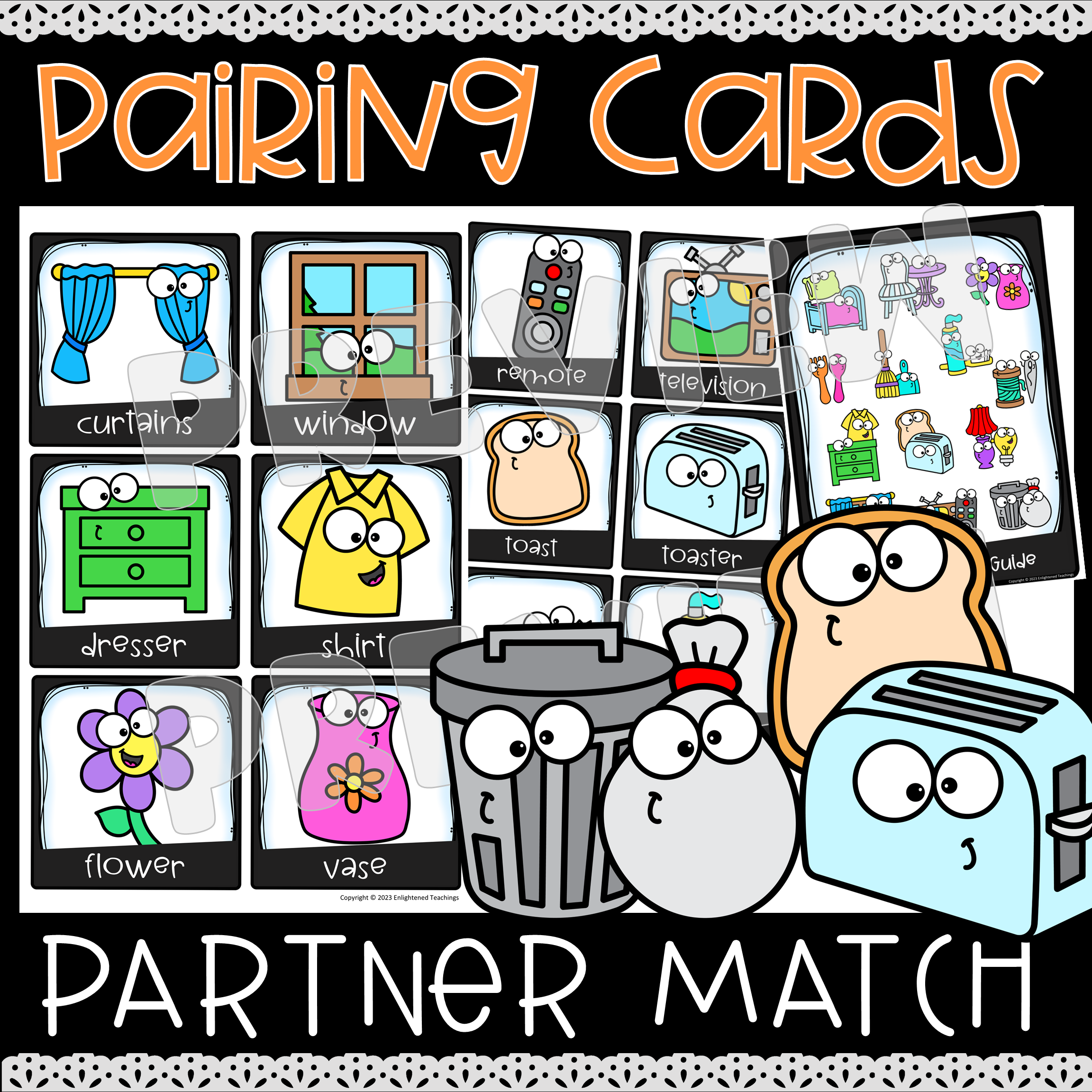 Student Pairing Cards, Student Partner Cards | Things that go together at Home