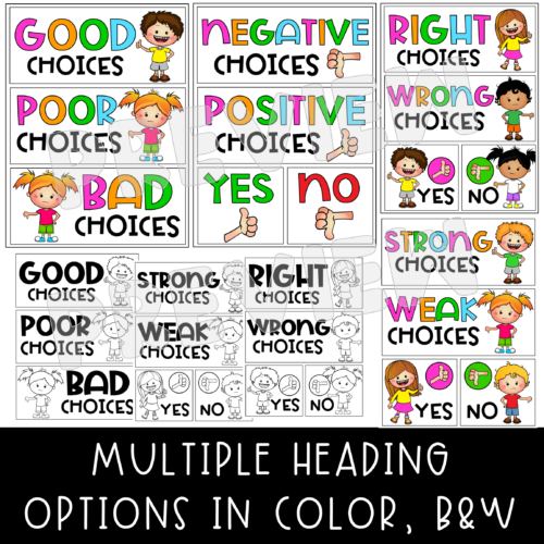 Good vs Bad Behavior, Behavior Card Sort, Making Good vs Bad Choices ...