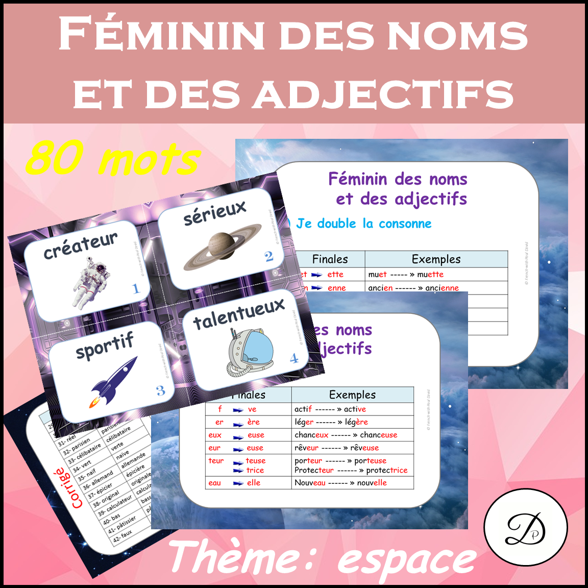 Féminin des noms et des adjectifs - 80 mots étiquettes