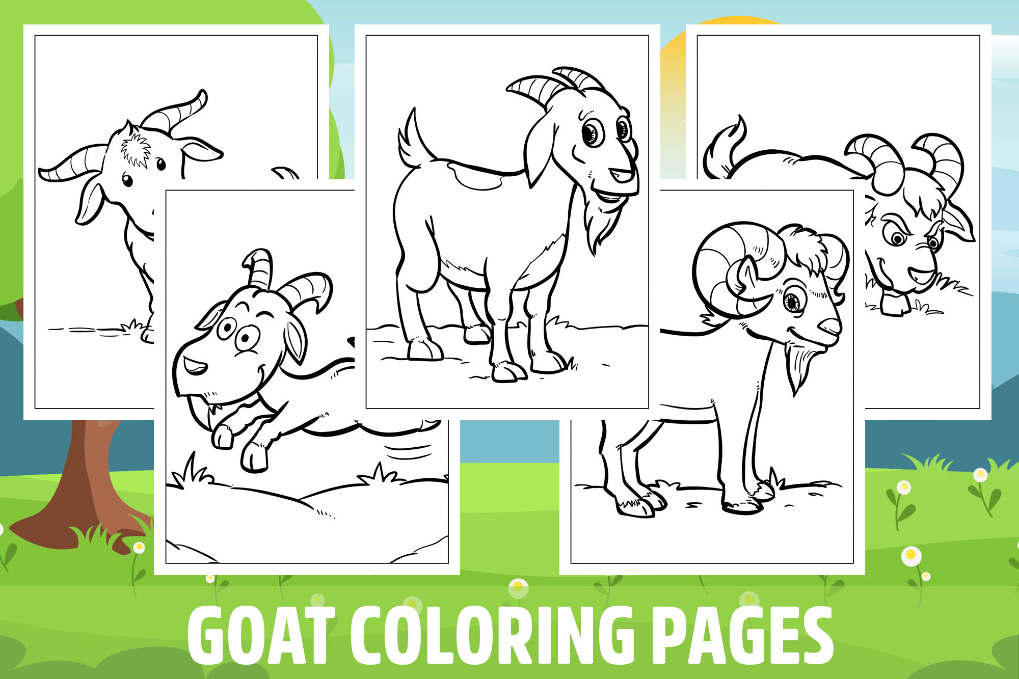 Goat Coloring Pages for Kids, Girls, Boys, Teens Birthday School ...