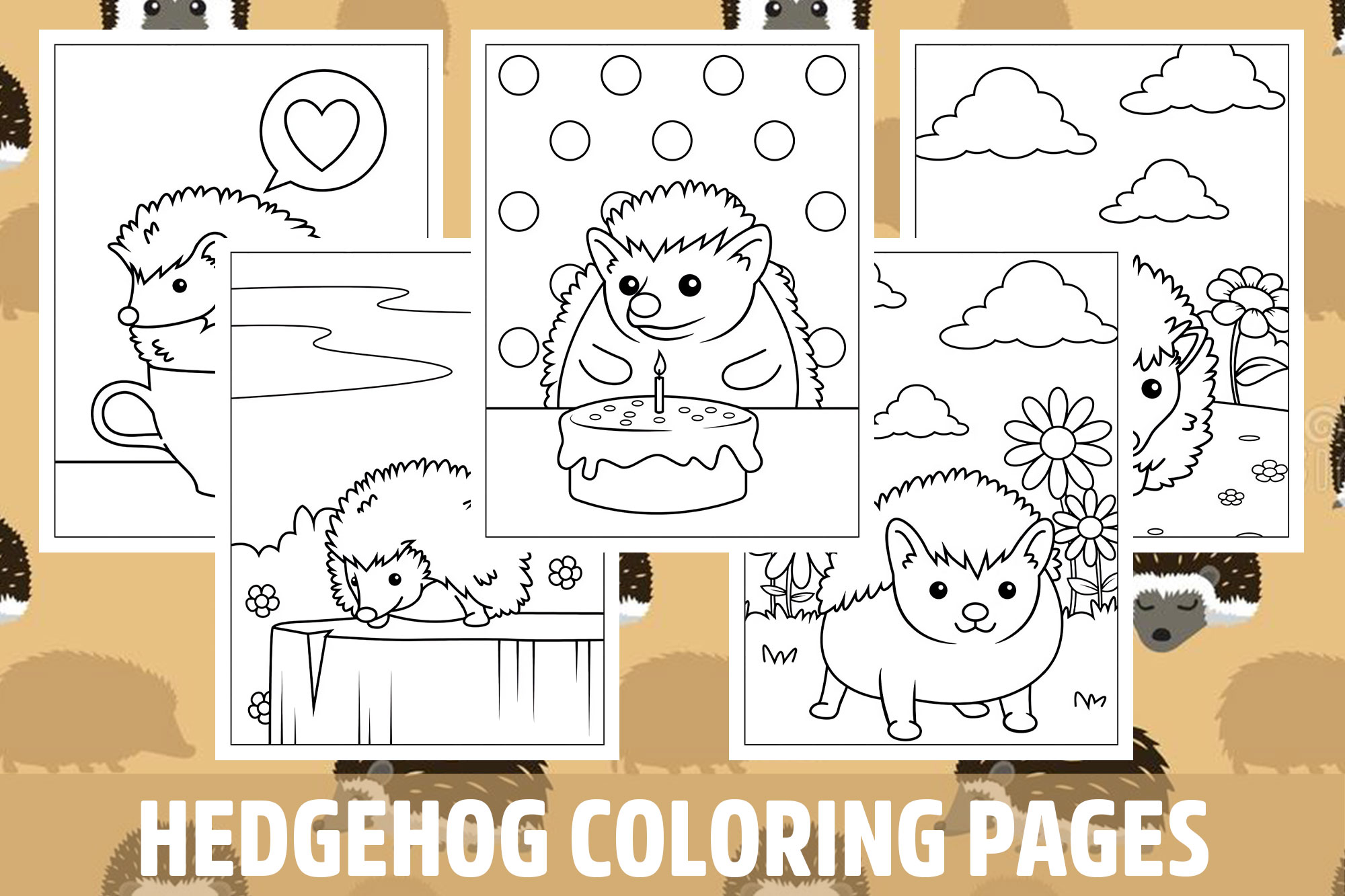 Hedgehog Coloring Pages for Kids, Girls, Boys, Teens Birthday School