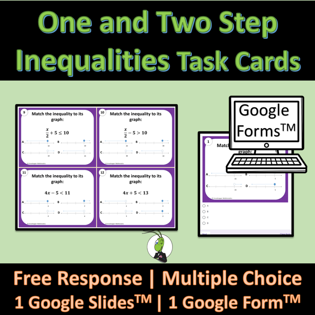 Solving One and Two Step Inequalities Word Problem Task Cards Algebra 1