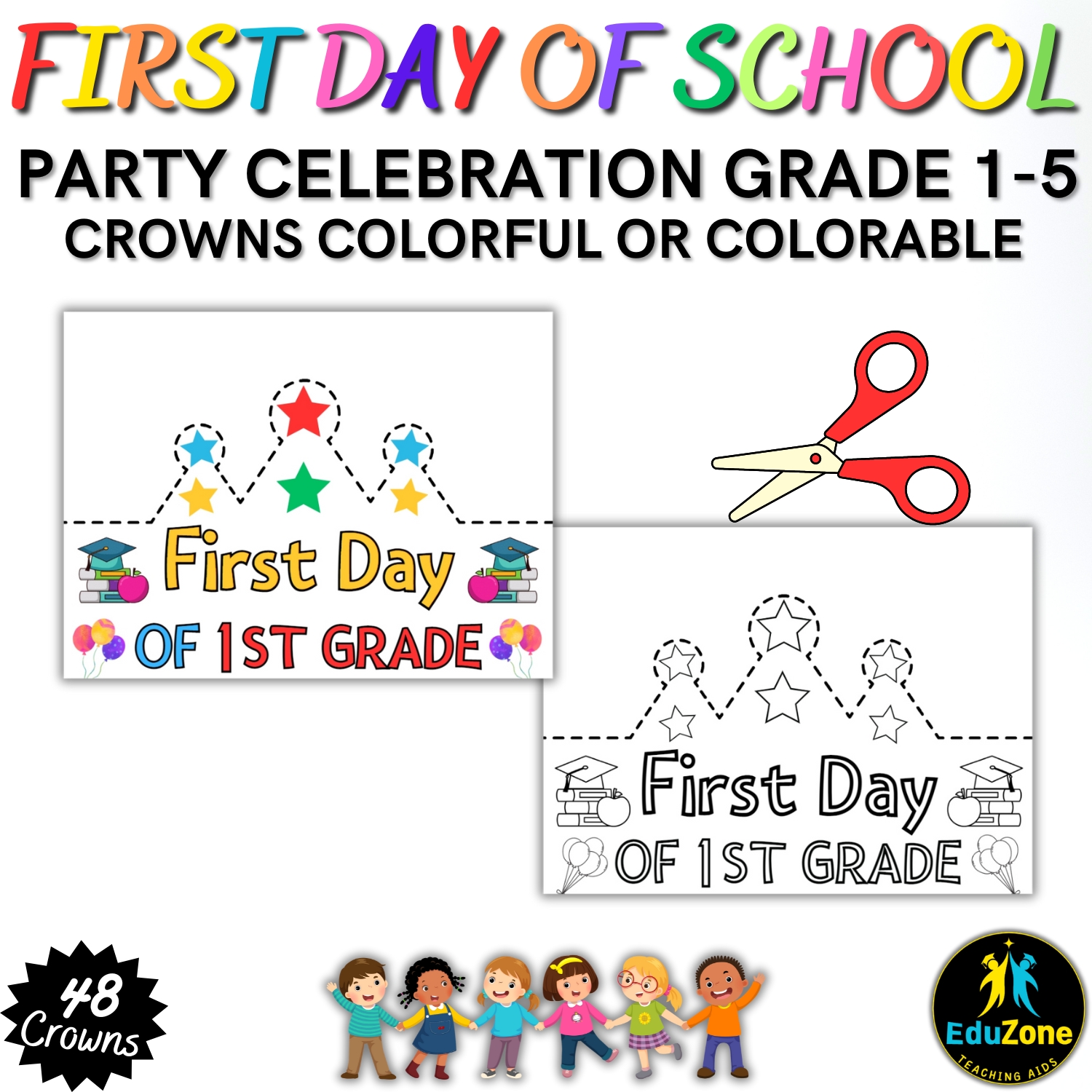 Colorful Or Colorable Cut Out Crowns For Grades 1 5 For The First Day Colorful Or Colorable Cut Out Crowns For Grades 1 5 For The First Day