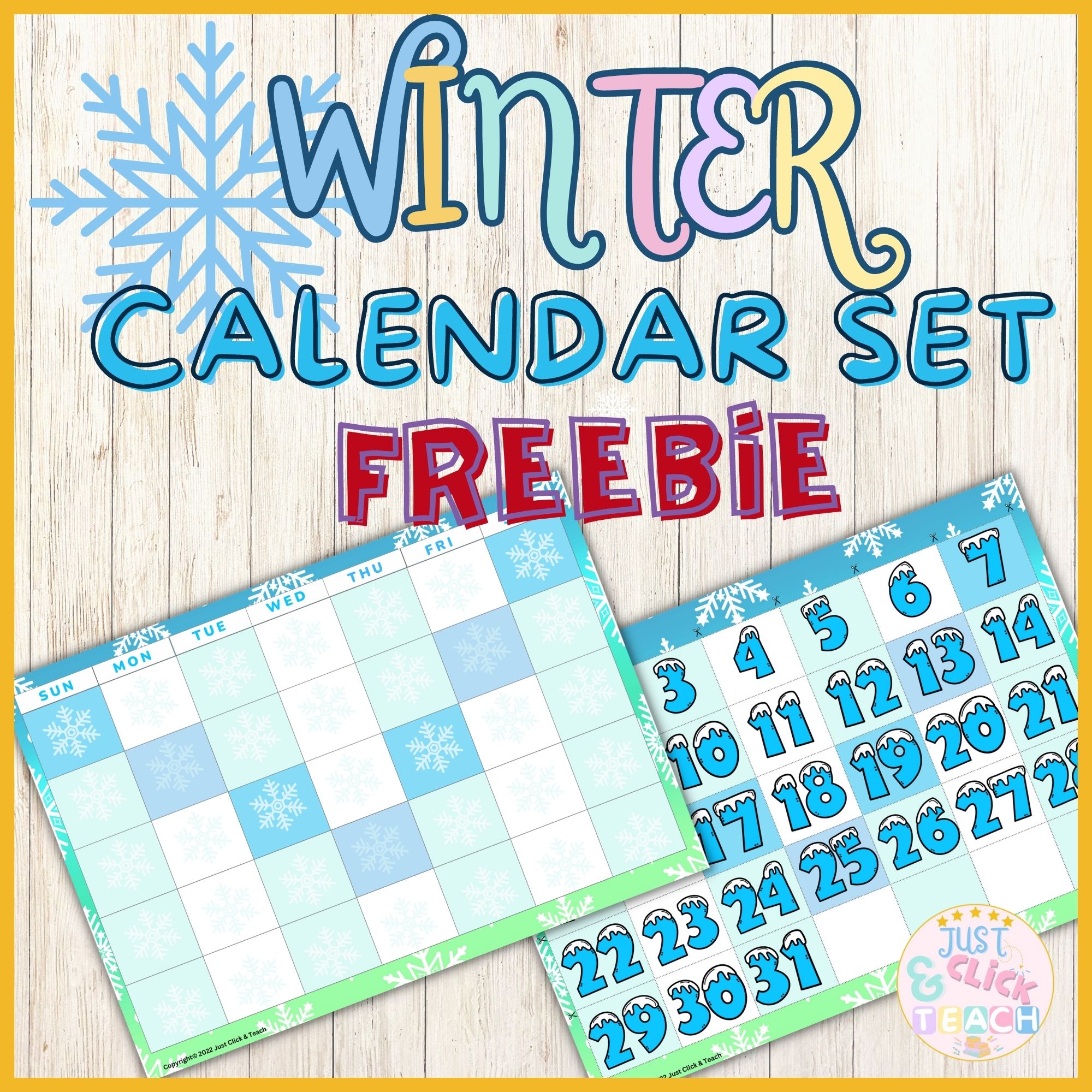 Free Calendar Poster and Numbers - 1 