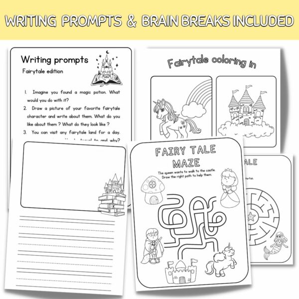 20 pages of fairy tale themed printables,math english and art included ...