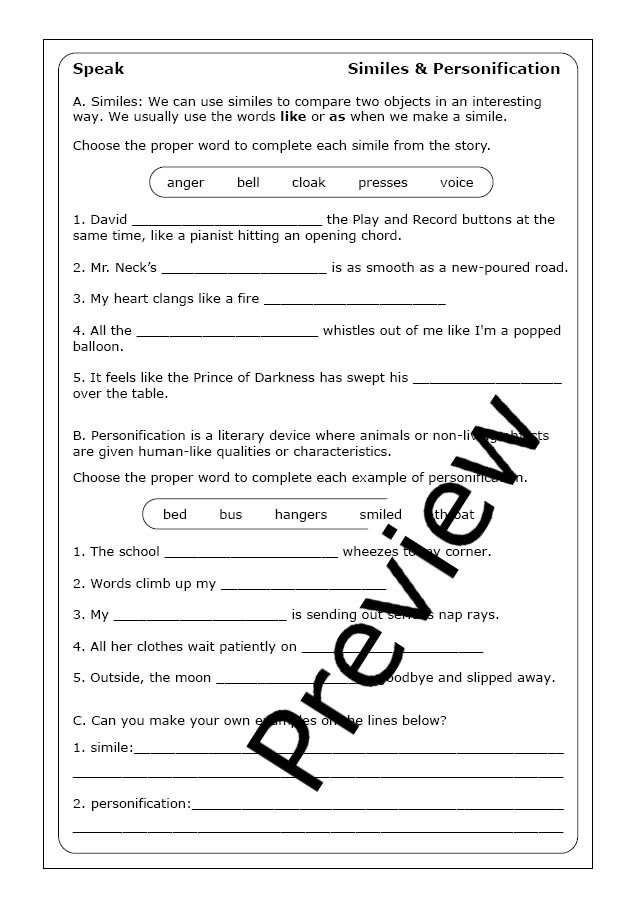 Laurie Halse Anderson "Speak" worksheets Made By Teachers