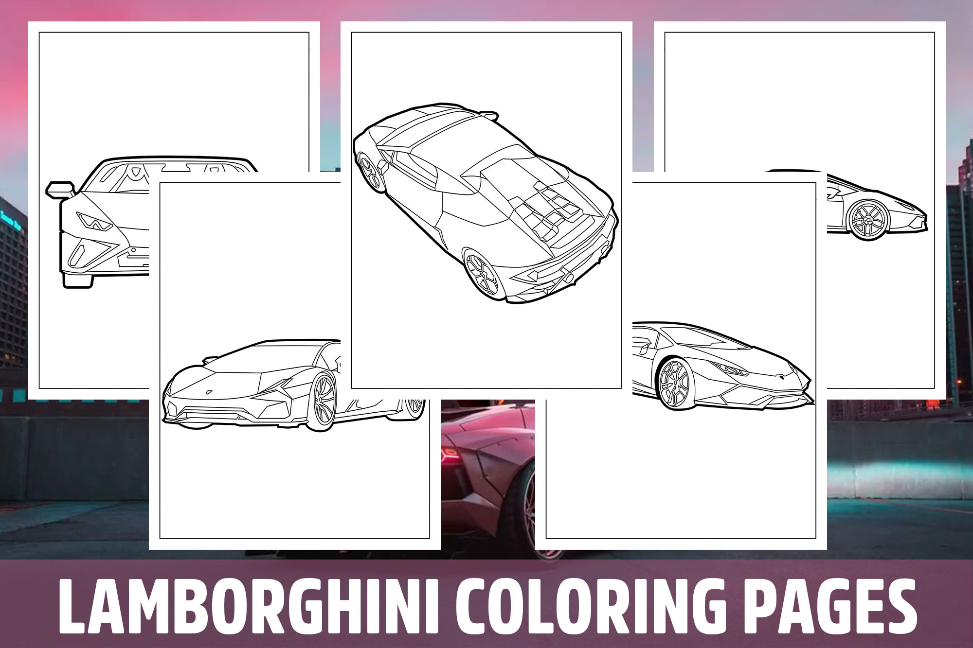 Lamborghini Coloring Pages for Kids, Girls, Boys, Teens Birthday School