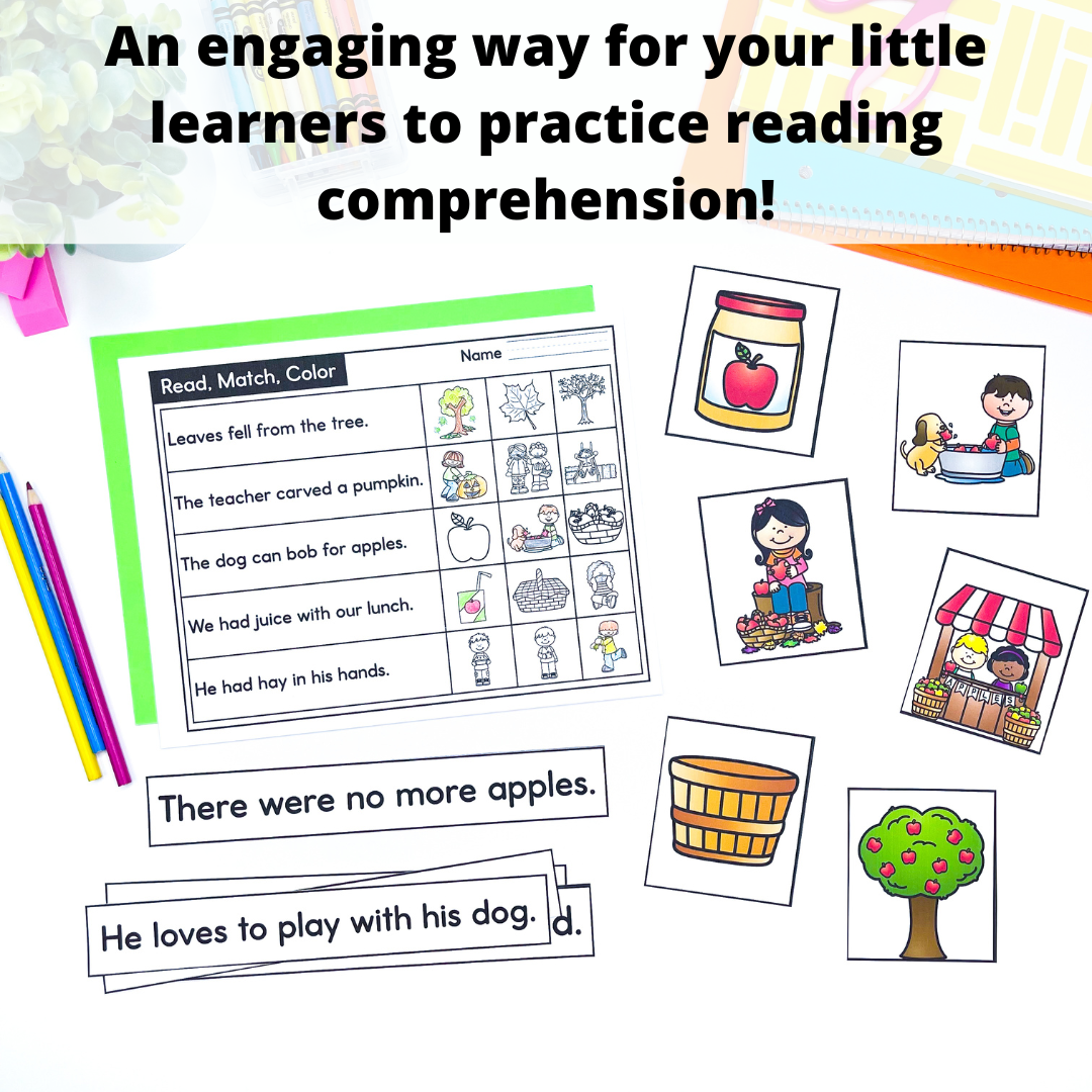 Reading Comprehension Sentence & Picture Matching Activities for Fall