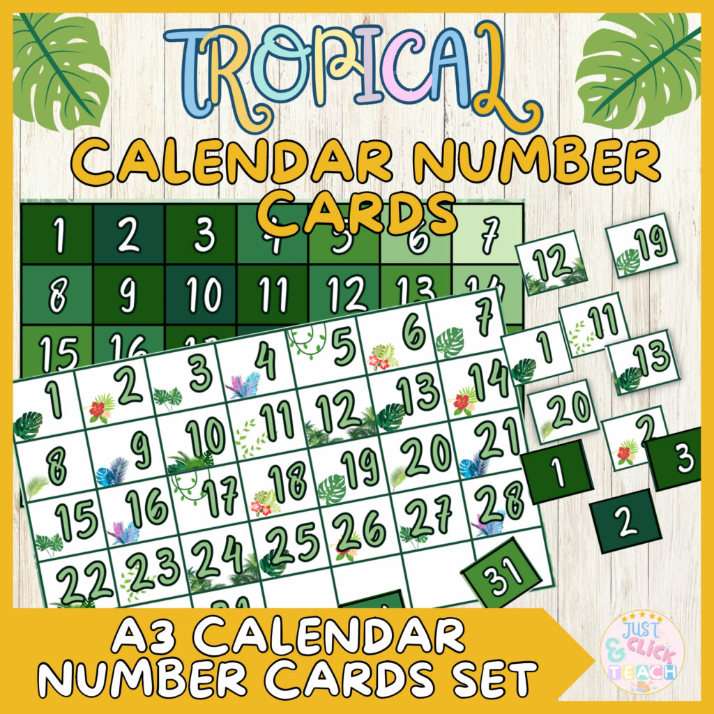 Classroom Calendar Numbers Cards Pocket Chart Calendar Cardstropical